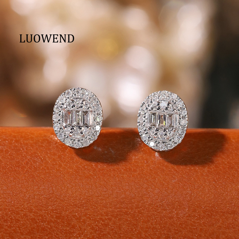 LUOWEND 100% 18K White Gold Ea - Diamond Stud Earrings recension och pris