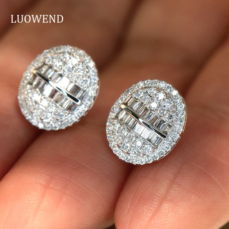 LUOWEND 100% 18K White Gold Ea - Diamond Stud Earrings recension och pris