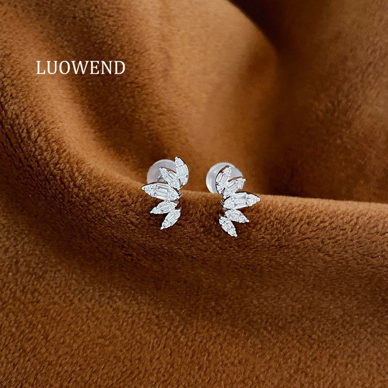 LUOWEND 100% 18K White Gold Ea - Diamond Stud Earrings recension och pris