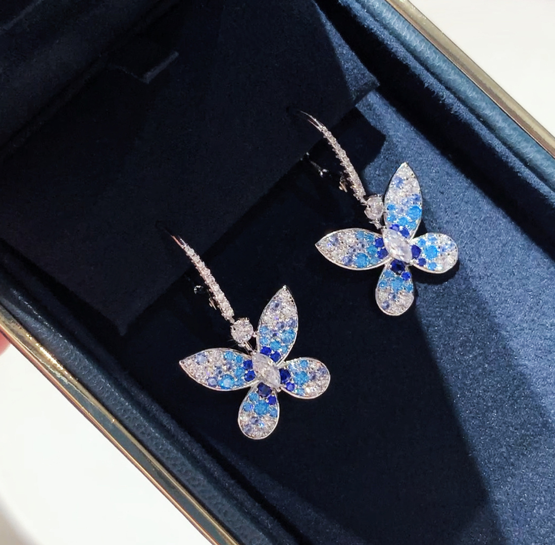 New 925 Silver High Double Blu - Diamond Stud Earrings recension och pris