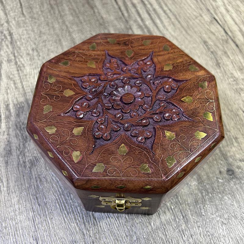Hand Carved Octagonal Wooden B - Indian Jewelry Watches recension och pris